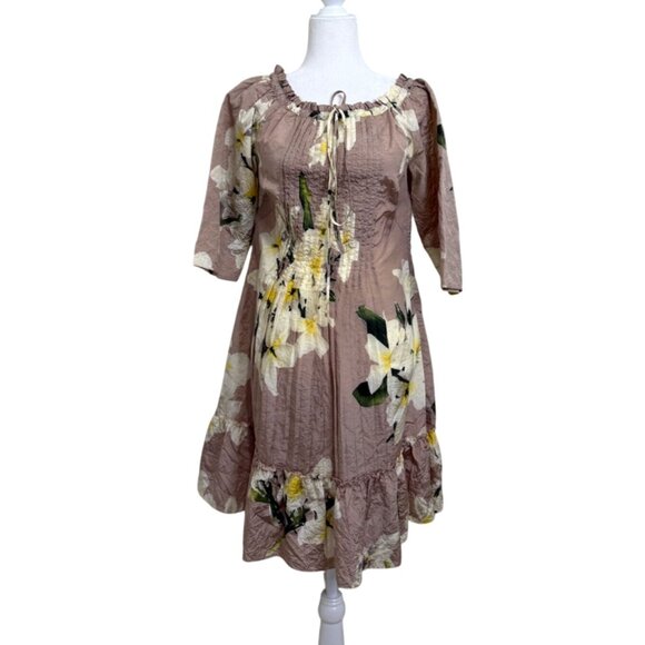 Blumarine Womens Pleated Dress Pink Floral Print Silk Blend Italy Size 42 / US 6 - Picture 1 of 10